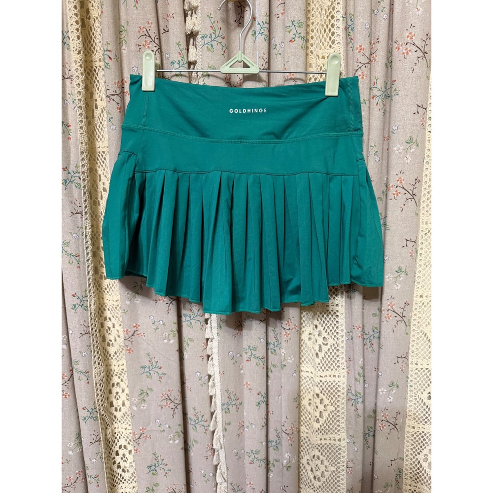 Gold Hinge Green Pleated Tennis Skort Size Small Athletic Tenniscore